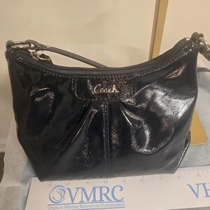 Coach Shiny Black Shoulder Bag
